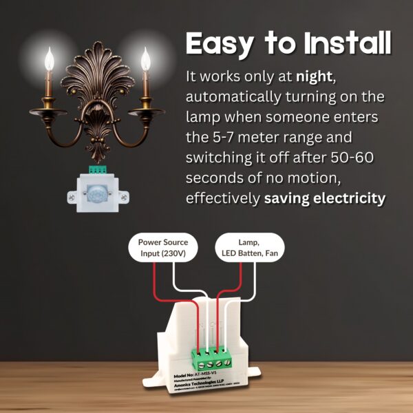 Motion Sensor Switch - Wall Mount | Inbuilt Night Sensor - Image 4
